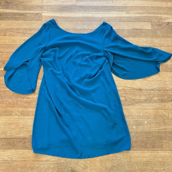 AB Studio teal open sleeve mini shift dress size medium M
 b36 - Picture 1 of 4